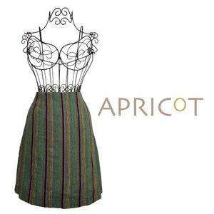 Apricot Multicoloured Striped Colourful Flax Mini Skirt - Size Small